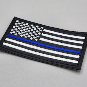 Thin Blue Line Flag Patch, First Responders Flag Patch, Embroidered Iron-on/Hook & Loop Badge, Police