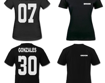 Bride and Groom Jersey Shirts, Wedding Shirts, Newlywed Gifts