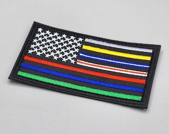 First Responders Flag Patch, Embroidered Iron-on/Hook & Loop Badge, Police, Fire Department, EMS, Nurse, Military, Corrections, Dispatch