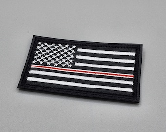 Thin White and Red Line Flag Patch, First Responders Flag Patch, Embroidered Iron-on/Hook and Loop Badge, EMS, Nurse
