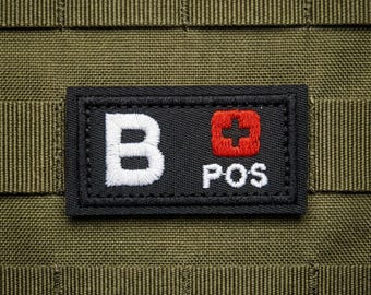 Blood Type Embroidery Patch, Iron-on/Sew-on and Hook and Loop Survival Emblem