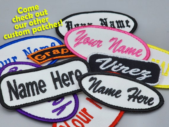 Personalised Oval Embroidered Name Patch Badge Girls Boys Iron on or sew