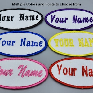Parche de nombre ovalado personalizado (3,5 x 2), parche de nombre bordado, bordado de etiqueta de nombre, parche de nombre personalizado, parche, parche de nombre de hierro