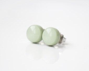 Green Stud Earrings, SAGE SHIMMER STUDS. Hypoallergenic, Stainless Steel Posts, Minimalist Earrings