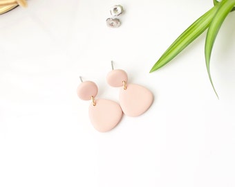 Clay Earrings, Dangle Earrings, Pink Earrings, Surgical Steel Posts, Polymer Clay Earring