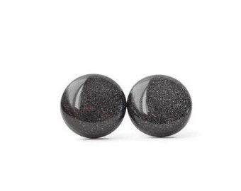 Black Stud Earrings, BLACK SHIMMER STUDS, Hypoallergenic, Surgical Steel Posts,  Minimalist Studs, Gifts for Her