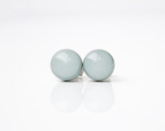 Green Stud Earrings, EUCALYPTUS SHIMMER STUDS. Hypoallergenic, Stainless Steel Posts, Minimalist Earrings