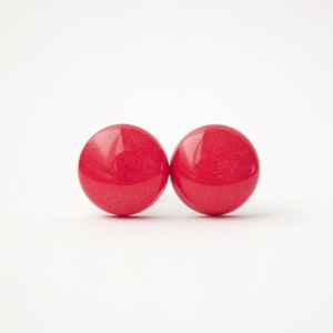 Red Stud Earrings, CHERRY SHIMMER STUDS, Hypoallergenic, Surgical Steel Posts, Minimalist Earrings image 2