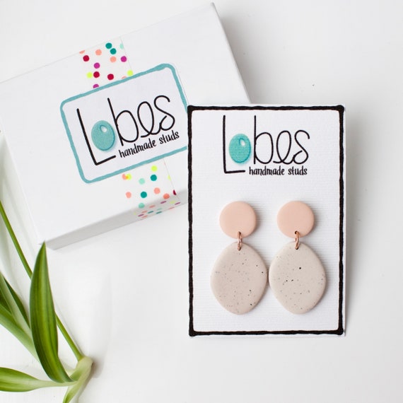 Pink linen shop earrings