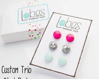 Custom Stud Earring Pack, hypoallergene studs, chirurgisch stalen palen, minimalistische sieraden, cadeau voor haar