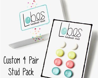 Custom Stud Earring Pack, Hypoallergenic Studs, Surgical Steel Posts, Minimalist Jewelry, Gift for Her