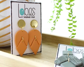 Clay Earrings, Tangerine Clay Earrings, Orange Earrings, Polymer Clay Earrings, Stainless Steel Post, Statement Earrings, Boho Earring