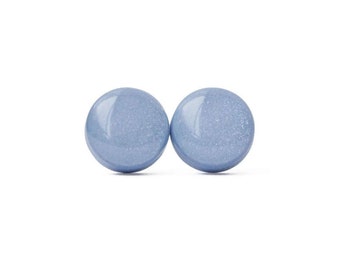 Light Blue Clay Stud Earrings, Surgical Steel Posts