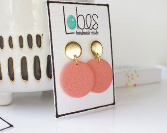 Pink & Gold Earrings, Stainless Steel Posts, Gifts for Her, Statement Earrings, Boho Earrings