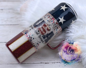 Patriotic Glitter July 4th | Glitter Tumbler | Glitter Tumbler Personalized | Custom Tumbler Cups