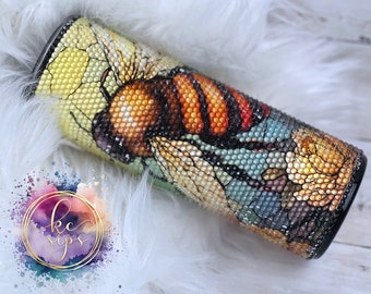 Stained Glass Bling 20 ounce Skinny Tumbler| Rhinestone Tumbler | Custom Tumbler Cups