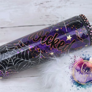 Halloween Perfectly Wicked 30 ounce Skinny Tumbler| Glitter Tumbler | Glitter Tumbler Personalized | Custom Tumbler Cups