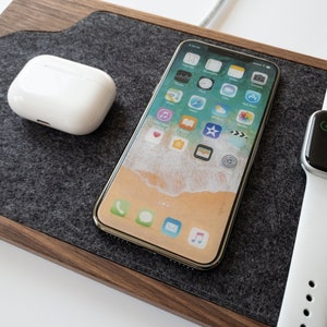 Wireless Docking Station Organizer / MagSafe Charging Station with Options for iPhone Charger Apple Watch Stand MagSafe Stand Apple Airpods