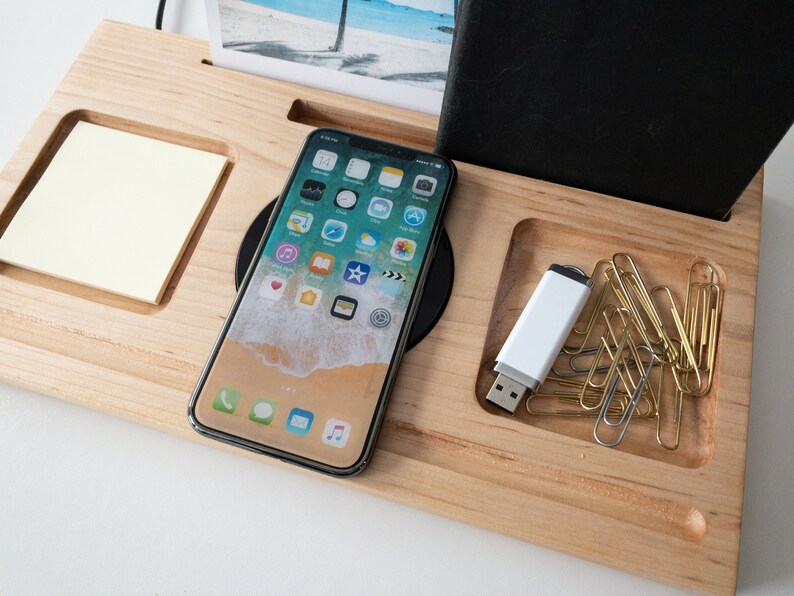 Wireless Phone Charging Station Desk Organizer Docking Etsy