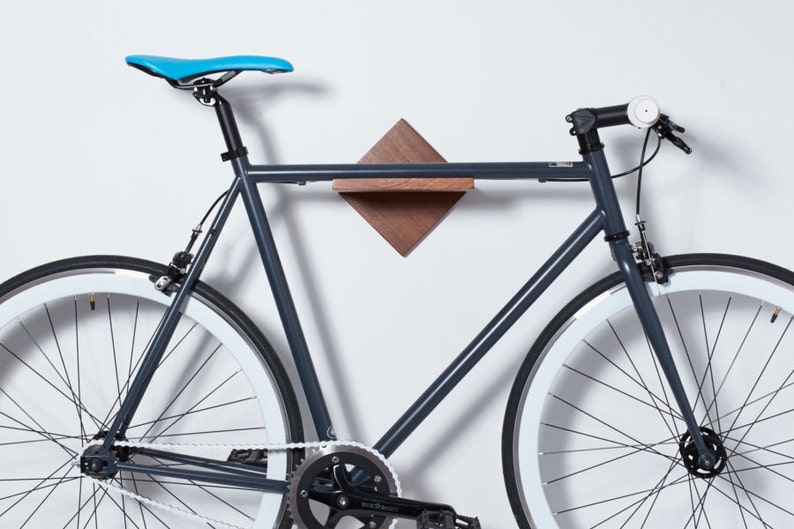 Simple Wall Mounted Bike Rack / Bike Shelf.  Modern Minimalist Mahogany (brown-red)