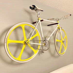 Wall Bike Storage. Simple Modern Minimalist Wooden Bicycle Rack / Handmade Bike Shelf Made of Wood - Bike Hook, Wall Mount Bike Sticks