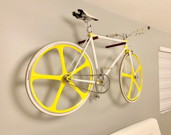 Wall Bike Storage. Simple Modern Minimalist Wooden Bicycle Rack / Handmade Bike Shelf Made of Wood - Bike Hook, Wall Mount Bike Sticks