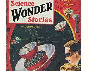 1975 Science Fiction Art Reprint von 1929 Sci-Fi Magazin Cover Art