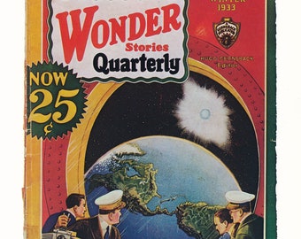 1975 Science Fiction Art Réimpression de la couverture du magazine de science-fiction de 1933