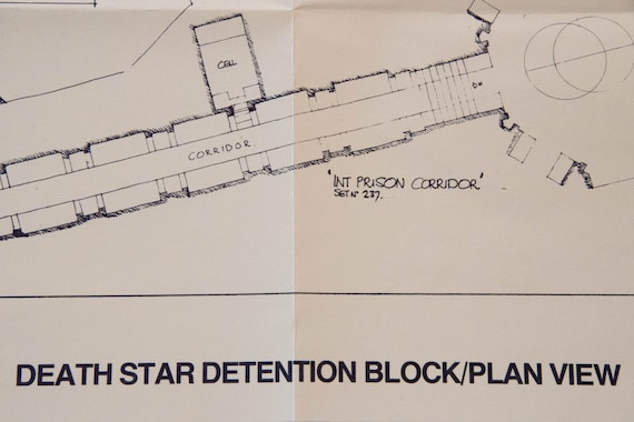 Star Wars Death Star Detention Block Interior Original 1977 Blueprint