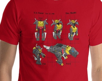 Dinobot Grimlock Toy Patent Unisex T-Shirt -Shirt -Robots -Autobots -Decepticons -1980s -US Patent Office Transformers T-rex Tyrannosaurus