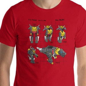 Dinobot Grimlock Toy Patent Unisex T-Shirt -Shirt -Robots -Autobots -Decepticons -1980s -US Patent Office Transformers T-rex Tyrannosaurus
