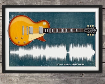 Personalized sound Wave Print,Music Sound Wave, Song  Personalized Song,Les Paul Guitar,Request Song Artist,Gift for Musician,Guitar Player