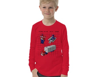 Optimus Prime Patent Toy Unisex Youth Long-sleeve-Shirt -Shirt -Robots -Autobots -Decepticons -1980s -Color -US Patent Office Transformers