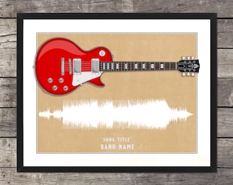 Custom Favorite Song Print, Personalized Guitar Print, Sound Wave Art Print, Music Gift, Music Wave, Personalization art