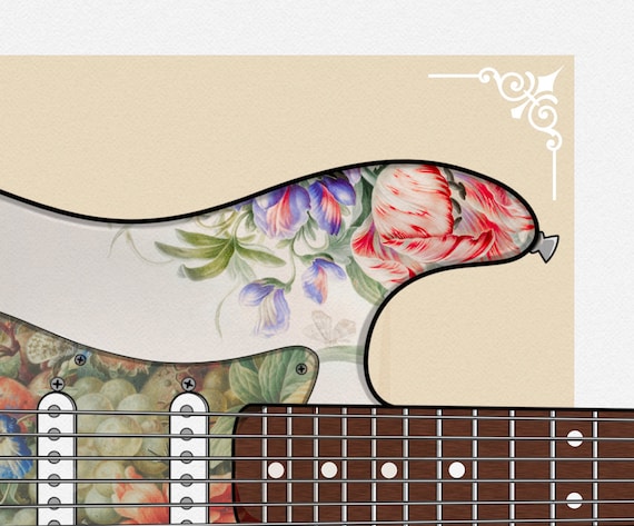 Stratocaster Antique Flowers Guitar, Custom Guitar, Musician, Rock