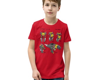 Dinobot Grimlock Spielzeug Patent Jugend Kurzärmeliges T-Shirt Roboter -Autobots -Decepticons -1980s Transformers T-rex Tyrannosaurus