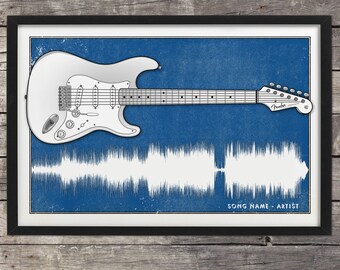 Personalized sound Wave Print,Music Sound Wave, Song Personalized Song,Stratocaster,Request Song Artist,Gift for Musician,Guitar Player