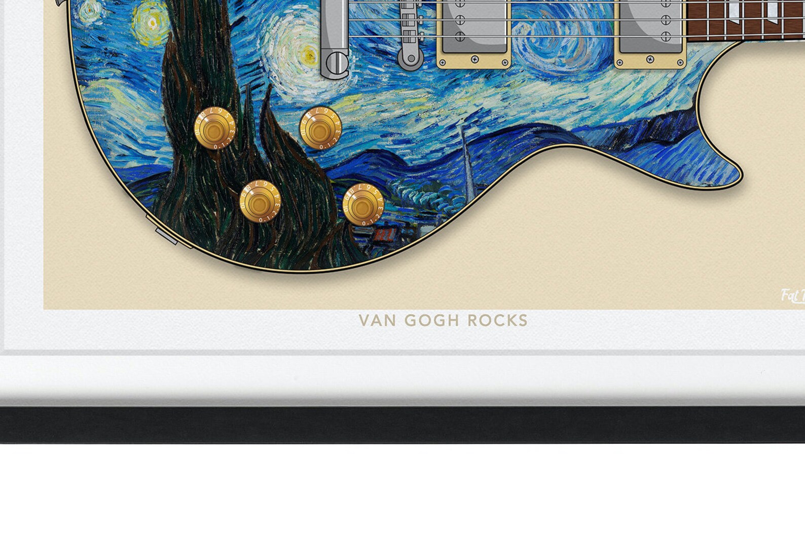 Starry Night Painting, Vincent Van Gogh Guitar, Guitar Art Print ...