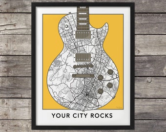 Custom City Map, Personalized Custom Map Art, Rock Music Art, City Map Print, City Map Art, Map,Maps Of Cities, Minimal map, Neighborhood