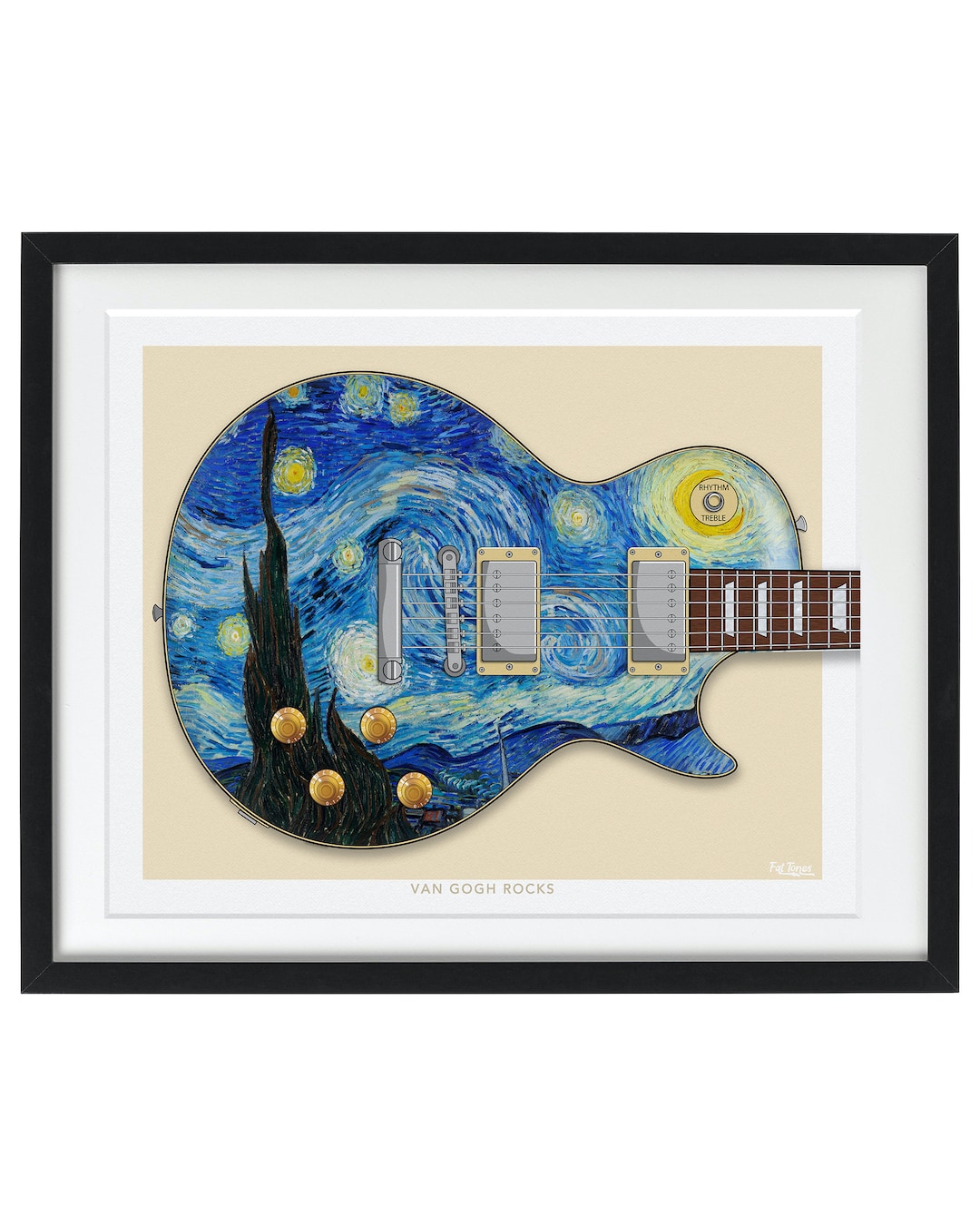Starry Night Painting, Vincent Van Gogh Guitar, Guitar Art Print