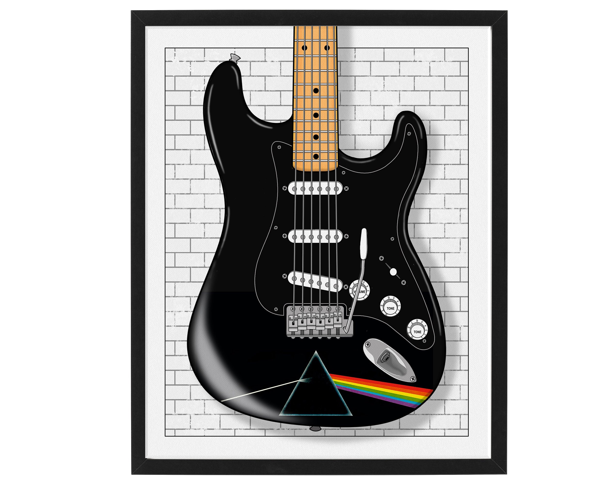 Art Art Posters David Gilmour Stratocaster Guitar Specs Black Strat