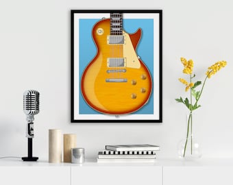 Led Zeppelin, Gibson Les Paul Print, Guitar Gifts, Gift for Guitar Player, Guitar Artwork, Gift for Musicians, Guitar Players, Jimmy Page
