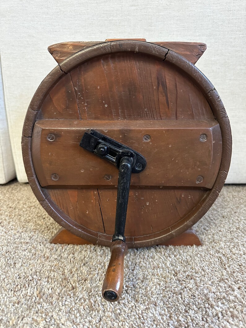 Antique Tabletop Wooden Barrel Butter Churn Primitive Farmhouse Decor