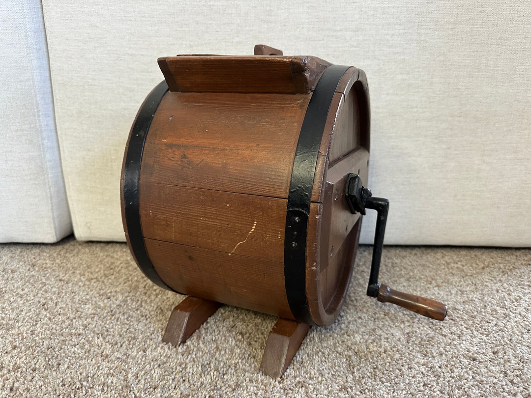 Antique Tabletop Wooden Barrel Butter Churn Primitive Farmhouse Decor