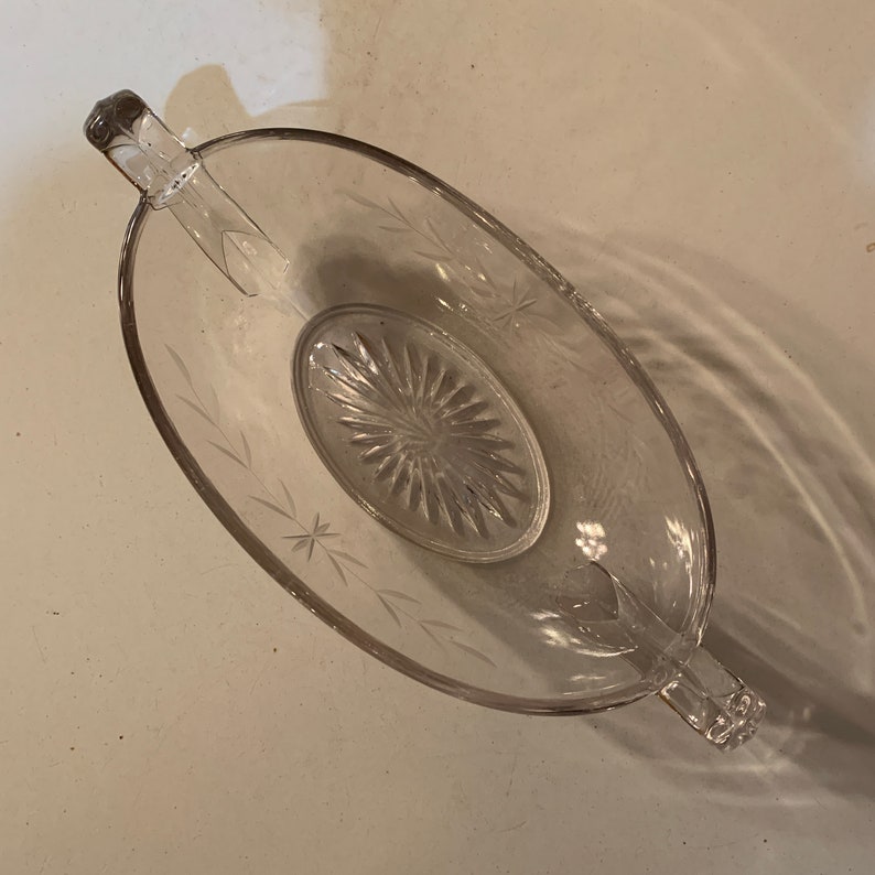 Vintage Clear Glass Etched Glass Nut Bowl Nappy Bowl Two Etsy