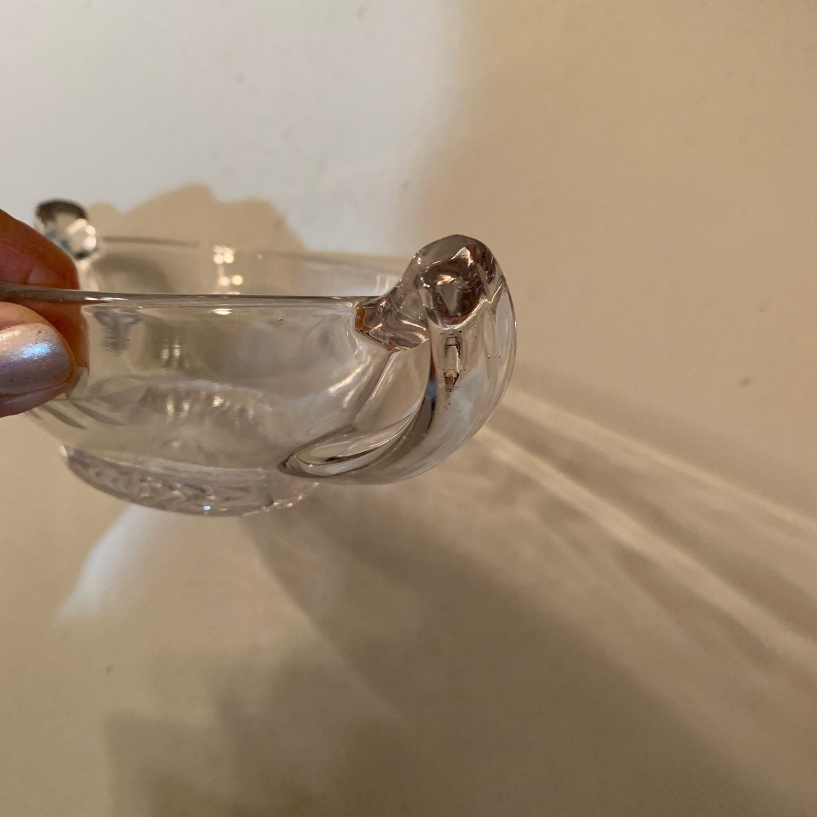 Vintage Clear Glass Etched Glass Nut Bowl Nappy Bowl Two Etsy