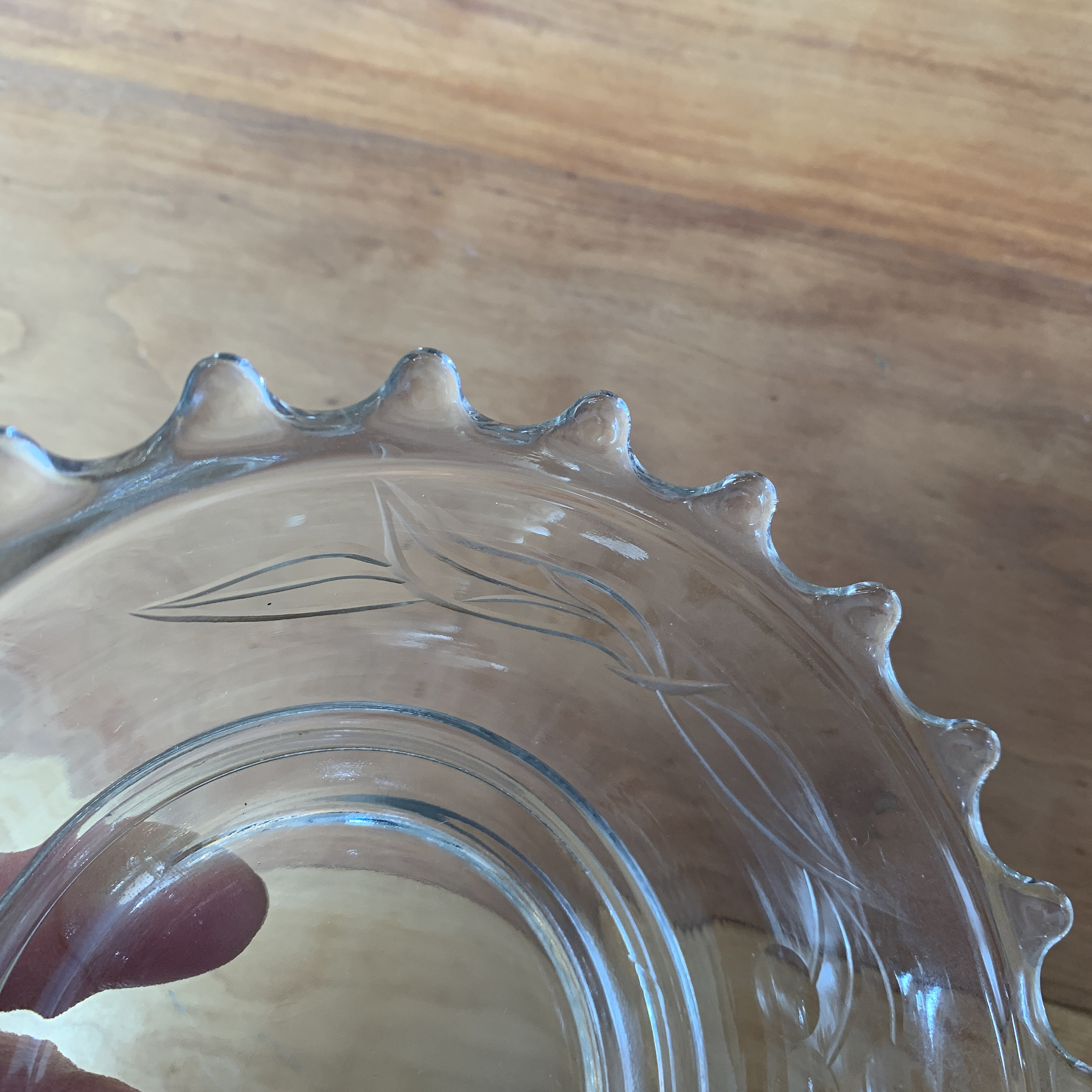 Vintage Clear Glass Beaded Edge Bowl and Plate Cherry Design Etsy