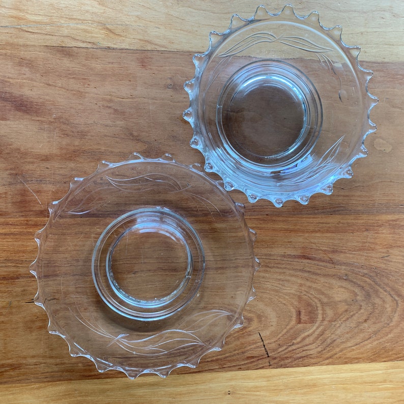 Vintage Clear Glass Beaded Edge Bowl and Plate Cherry Design Etsy