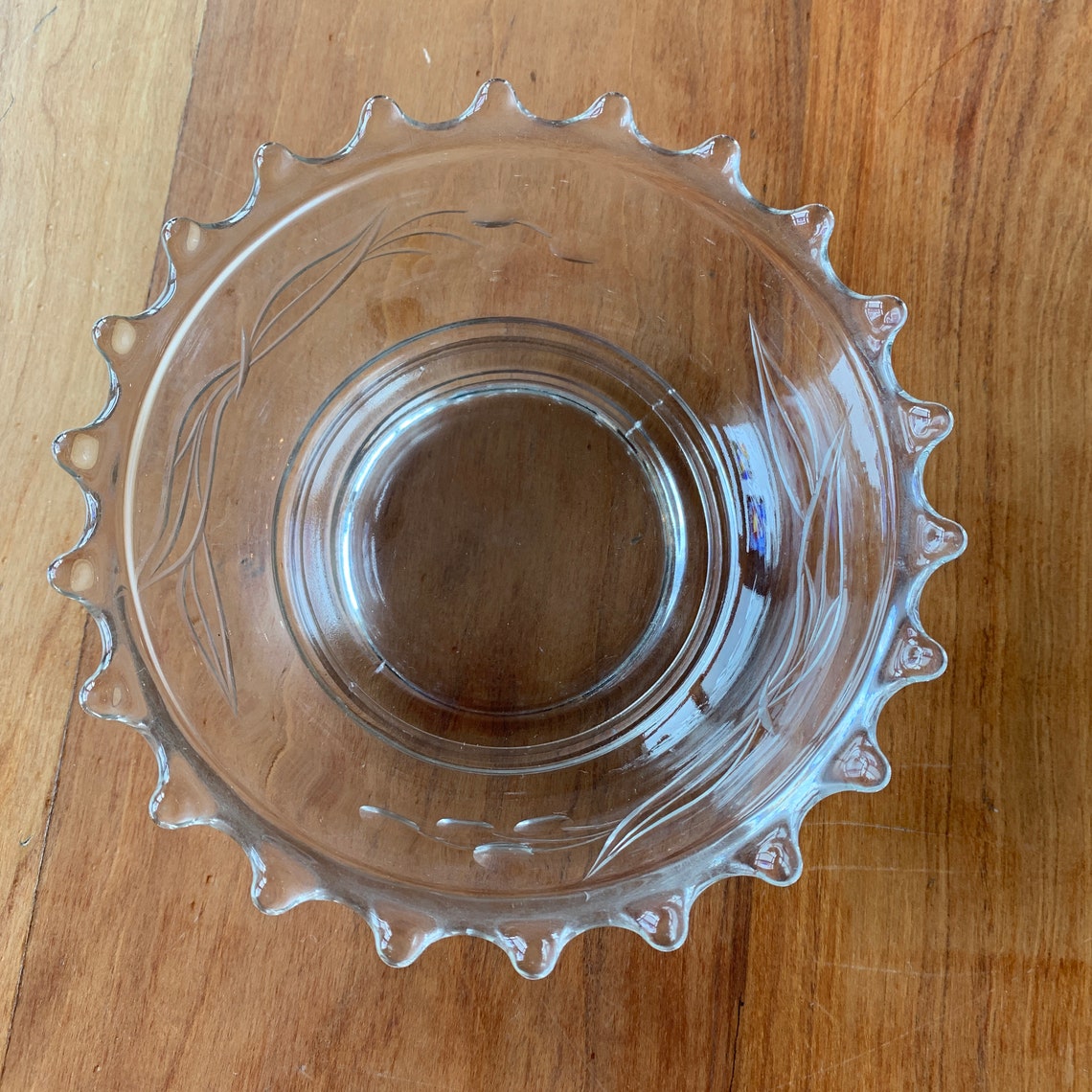 Vintage Clear Glass Beaded Edge Bowl and Plate Cherry Design Etsy