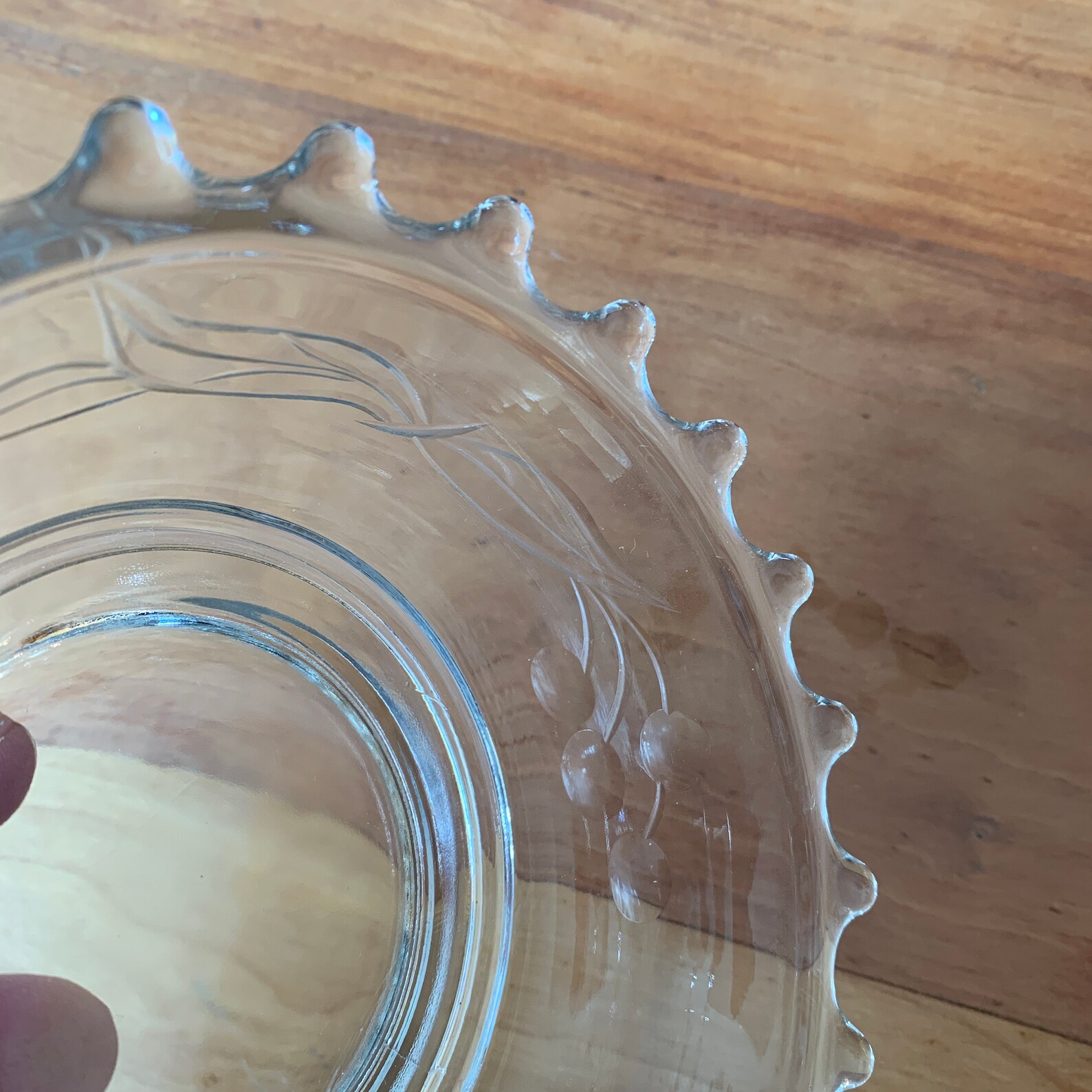 Vintage Clear Glass Beaded Edge Bowl and Plate Cherry Design Etsy